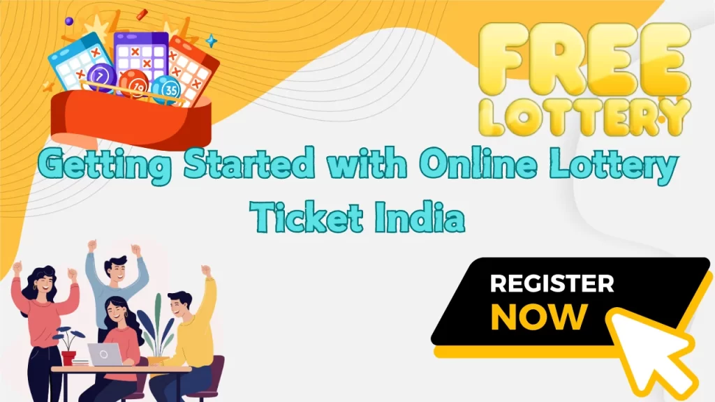 illustration text 'How to Register on the Free-Lottery and Start Playing Online Lottery Ticket India'